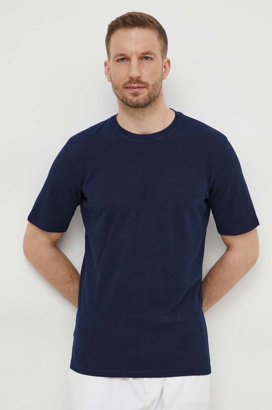 Sisley t-shirt bawełniany granatowy 3L5YS103G