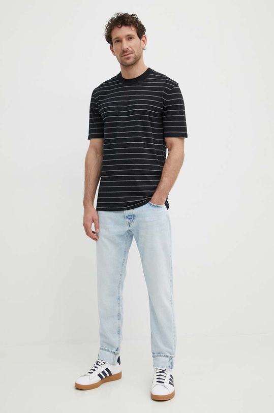 Sisley t-shirt bawełniany 3QPBS103C czarny SS24