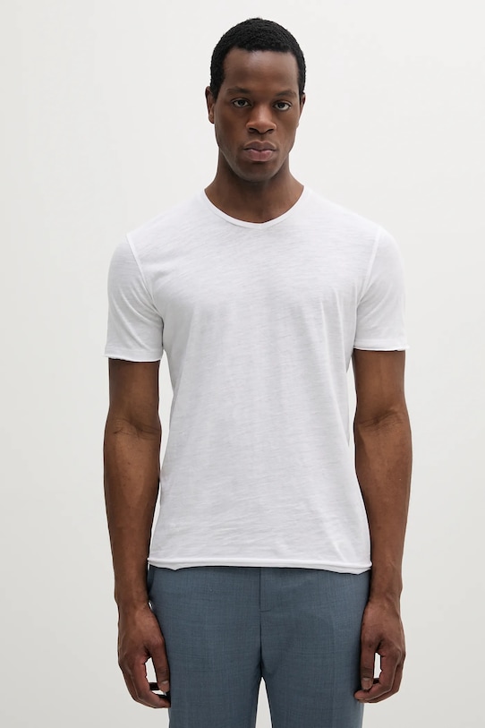 Sisley tricou din bumbac uni alb 3WF0S4001