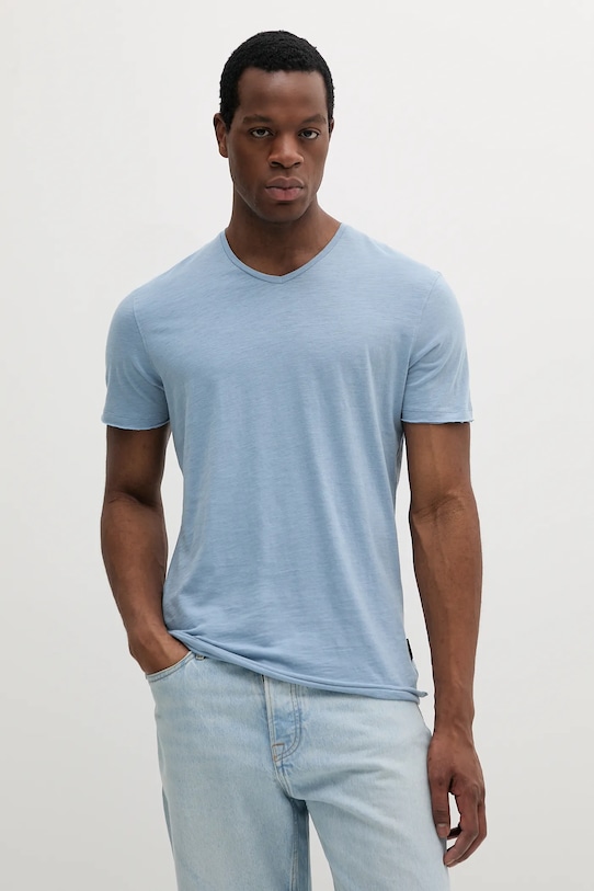 Sisley tricou din bumbac albastru 3WF0S4001