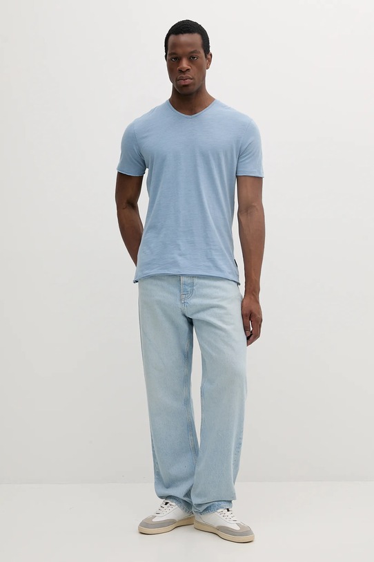 Sisley tricou din bumbac 3WF0S4001 albastru SS25