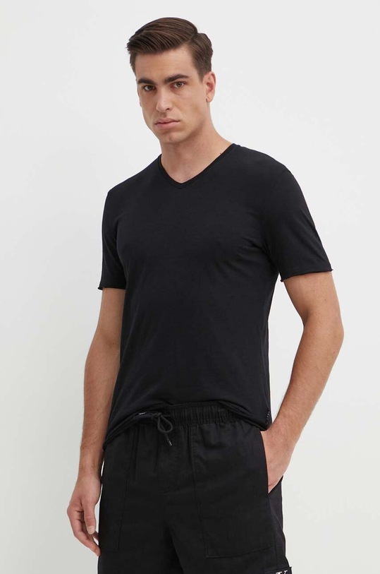 Sisley t-shirt bawełniany czarny 3WF0S4001