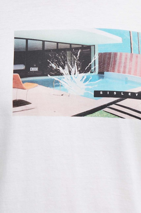 Sisley t-shirt bawełniany 3I1XS103J beżowy