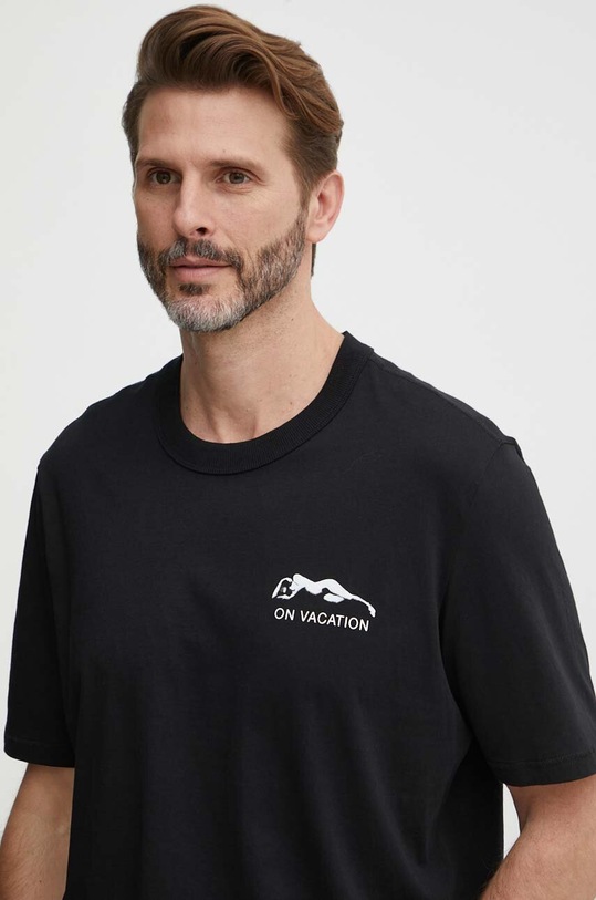 Bavlněné tričko Sisley černá 3I1XS103J