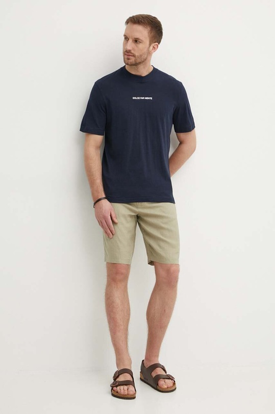 Sisley t-shirt bawełniany 3WF0S103M granatowy SS24