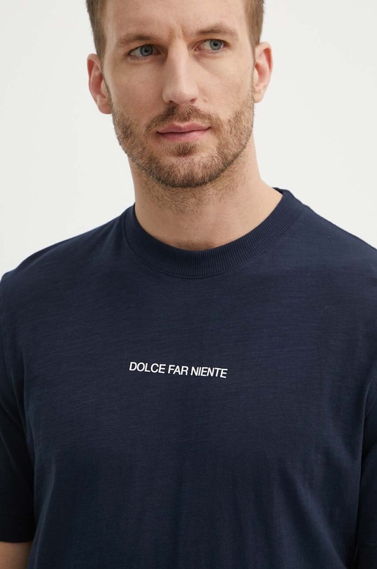 Sisley t-shirt bawełniany granatowy 3WF0S103M