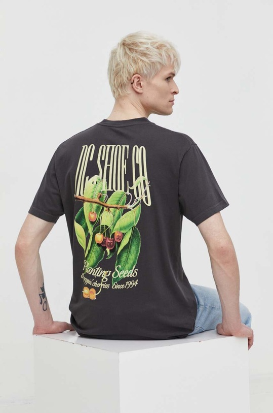 DC t-shirt bawełniany nadruk szary ADYZT05365