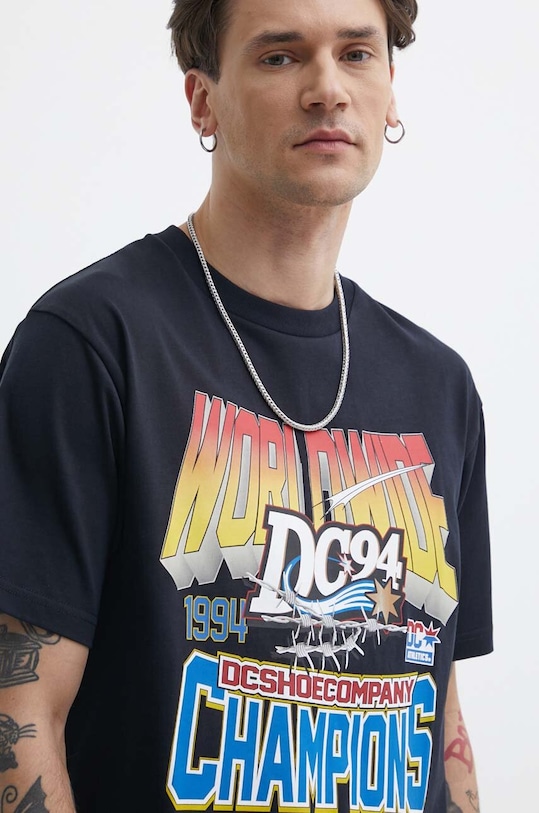 DC t-shirt bawełniany The Champs nadruk czarny ADYZT05343