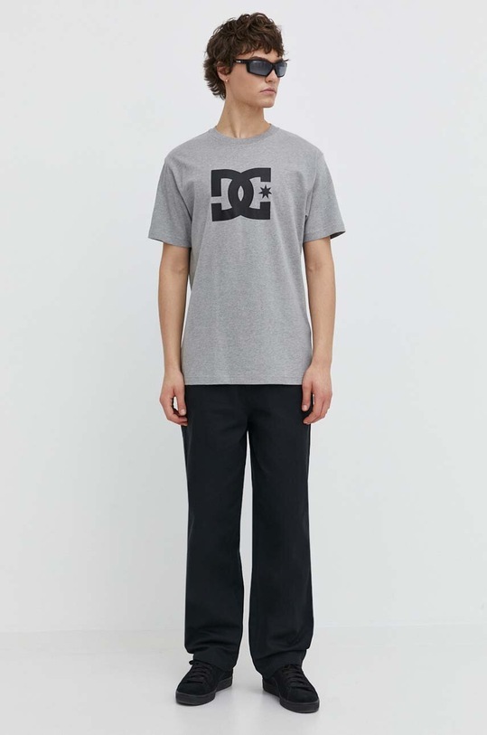 DC t-shirt bawełniany Star nadruk szary ADYZT05373