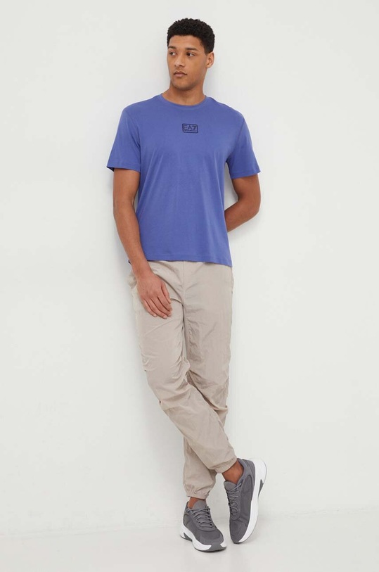 EA7 Emporio Armani t-shirt bawełniany PJ02Z.3DPT05.1557 niebieski SS24
