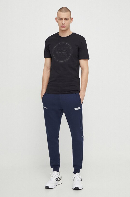 Bavlněné tričko EA7 Emporio Armani PJTJZ.3DPT39.1200 černá SS24