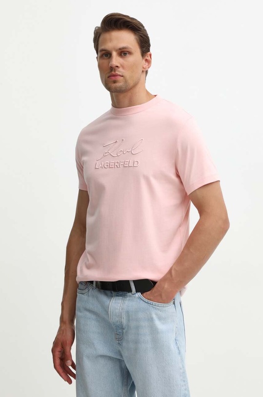 Karl Lagerfeld t-shirt bawełniany regular różowy 542225.755030