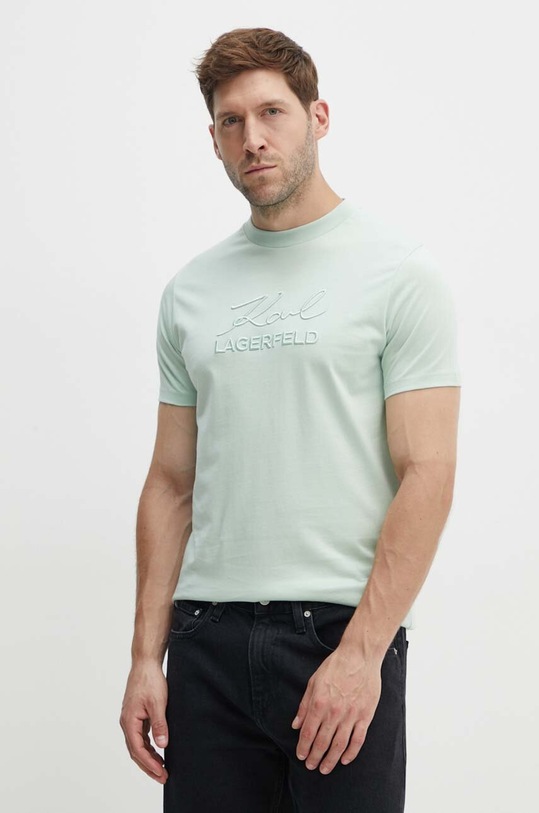 Karl Lagerfeld t-shirt bawełniany zielony 542225.755030