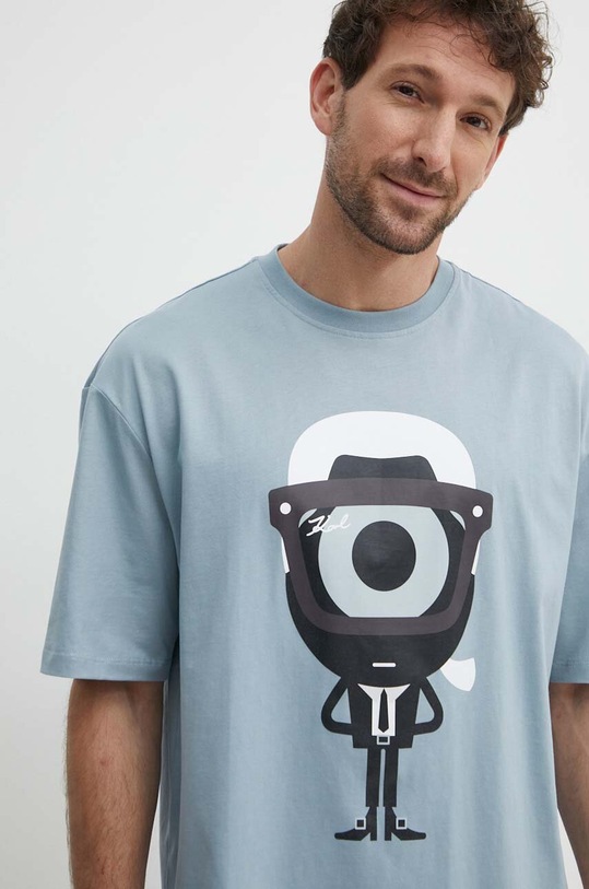 Karl Lagerfeld t-shirt bawełniany Dour Darcel X Karl nadruk niebieski 542270.755098