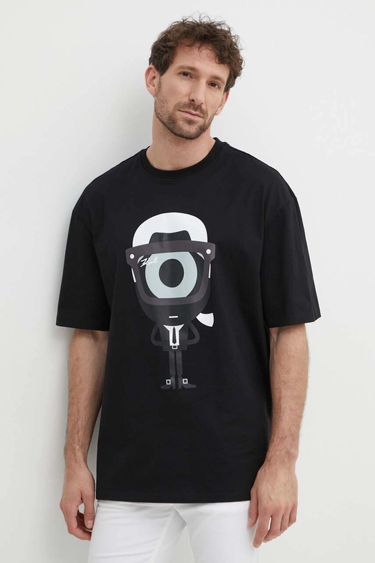 Karl Lagerfeld t-shirt bawełniany Dour Darcel X Karl nadruk czarny 542270.755098