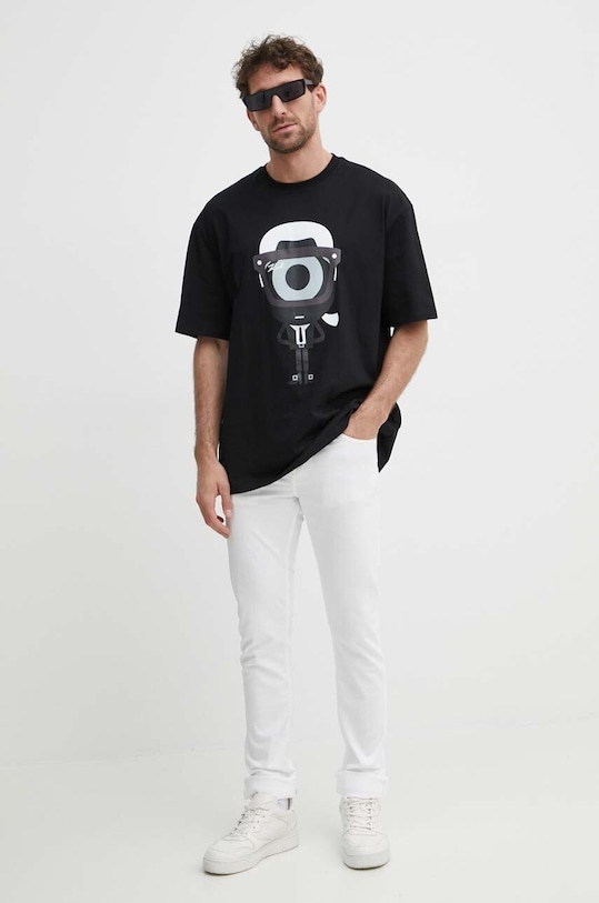Karl Lagerfeld t-shirt bawełniany Dour Darcel X Karl 542270.755098 czarny SS24