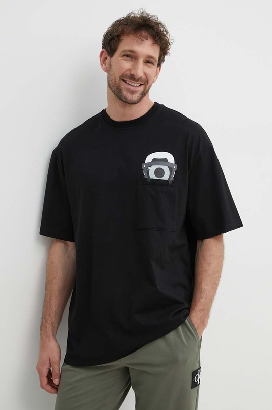 Karl Lagerfeld tricou din bumbac Dour Darcel X Karl print negru 542270.755099