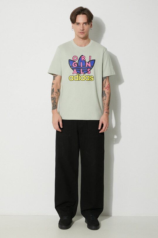 Хлопковая футболка adidas Originals IS0231 зелёный SS24