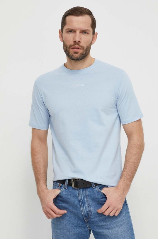 Marc O'Polo t-shirt bawełniany nadruk niebieski 421201251034