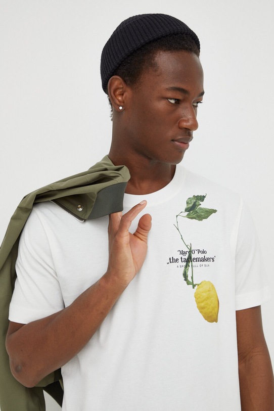 Marc O'Polo t-shirt bawełniany nadruk biały 421230551442