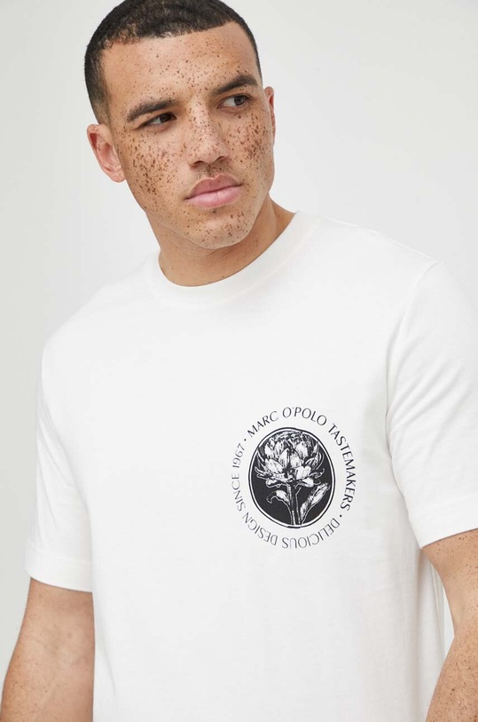 Marc O'Polo t-shirt bawełniany beżowy 422201651062