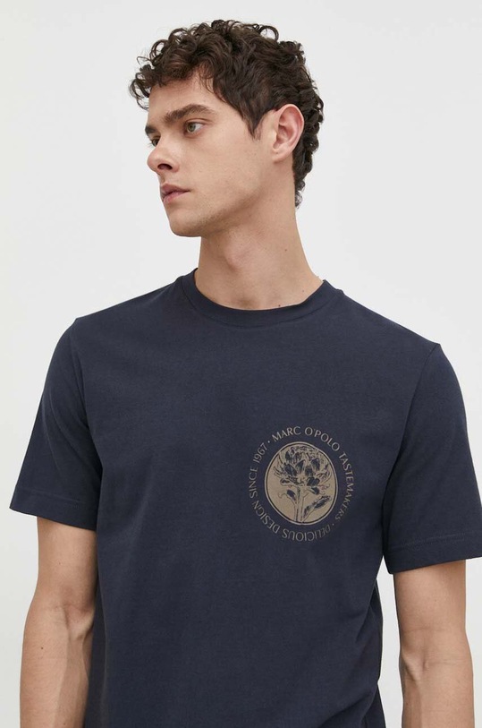 Marc O'Polo t-shirt bawełniany nadruk granatowy 422201651062