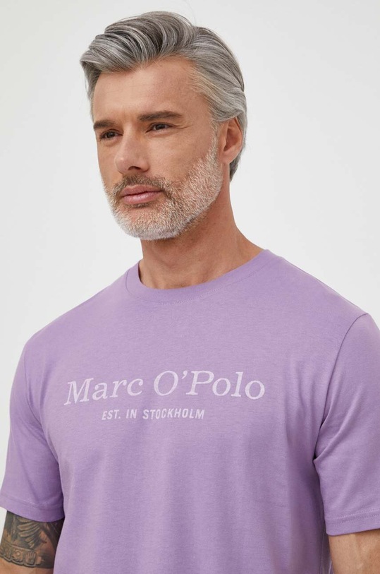 Marc O'Polo t-shirt bawełniany nadruk fioletowy 423201251052