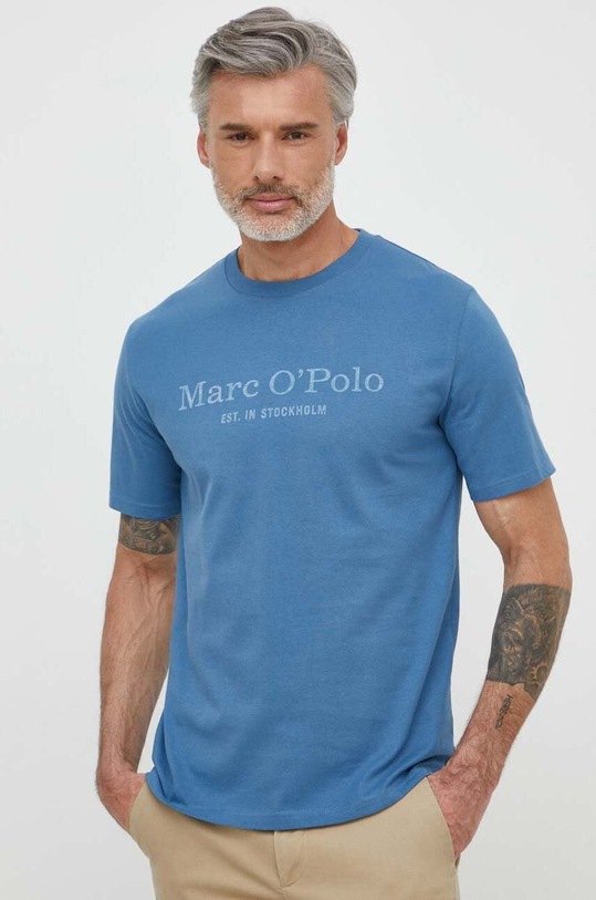 Marc O'Polo t-shirt bawełniany nadruk niebieski 423201251052