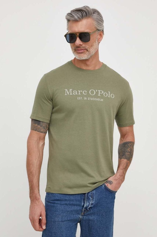 Marc O'Polo t-shirt bawełniany nadruk zielony 423201251052