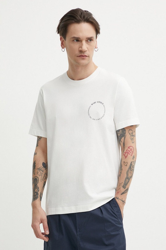 Marc O'Polo t-shirt bawełniany nadruk biały 423201251066