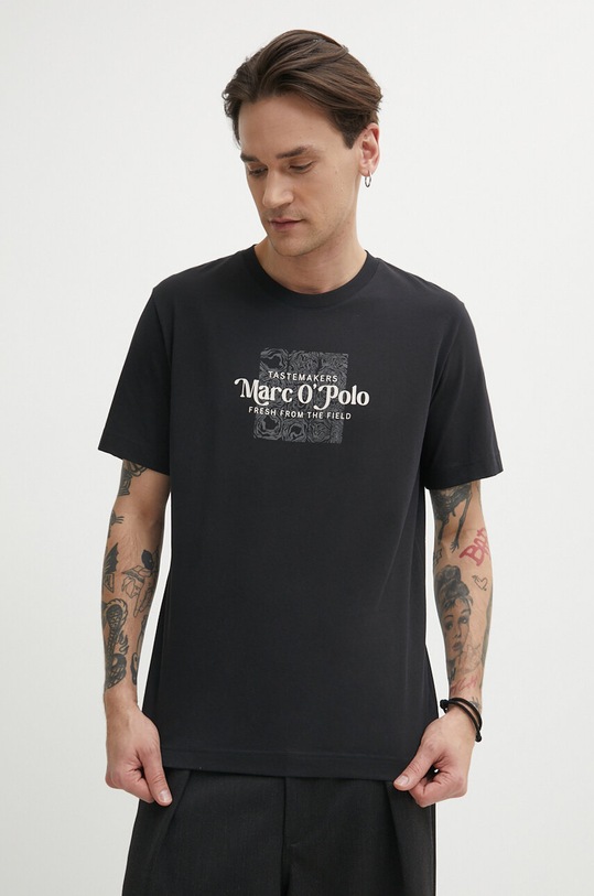Marc O'Polo t-shirt bawełniany nadruk czarny 423201251076