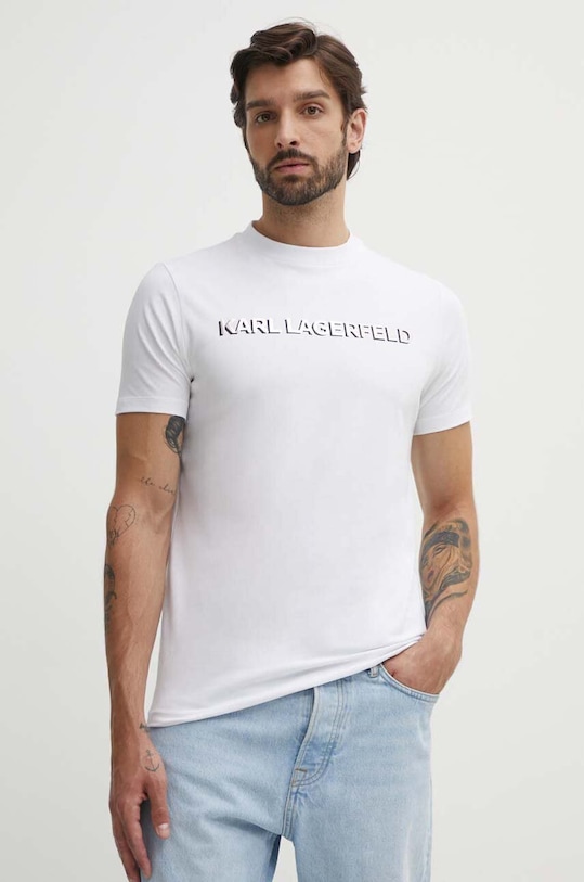 Karl Lagerfeld t-shirt z elastanem biały 542221.755053