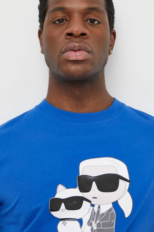 Karl Lagerfeld t-shirt bawełniany niebieski 542241.755061