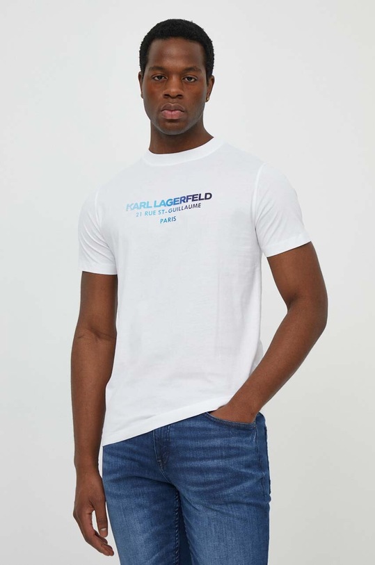 Karl Lagerfeld t-shirt bawełniany aplikacja biały 542241.755062