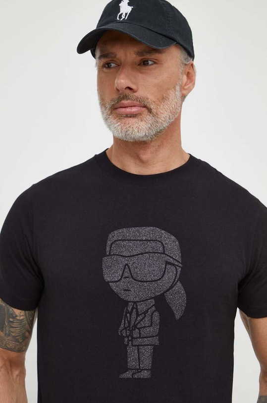 Bavlnené tričko Karl Lagerfeld potlač čierna 542241.755425