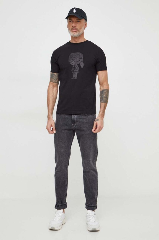 Bavlnené tričko Karl Lagerfeld 542241.755425 čierna SS24