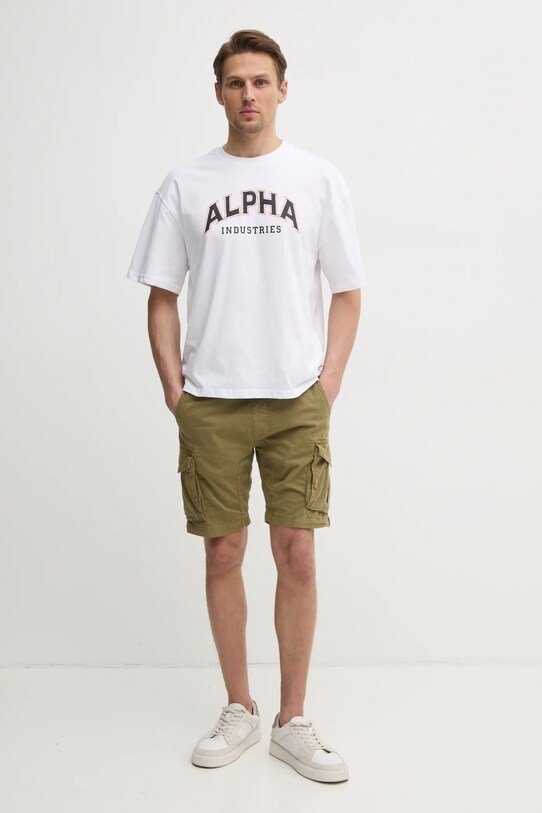 Alpha Industries tricou din bumbac College 146501 alb SS25