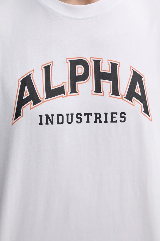 Alpha Industries tricou din bumbac College 146501 alb