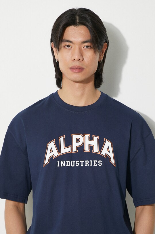 Бавовняна футболка Alpha Industries College 146501 темно-синій