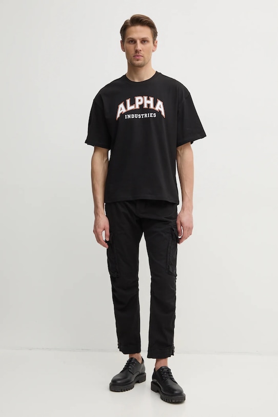 Памучна тениска Alpha Industries College 146501 черен SS25