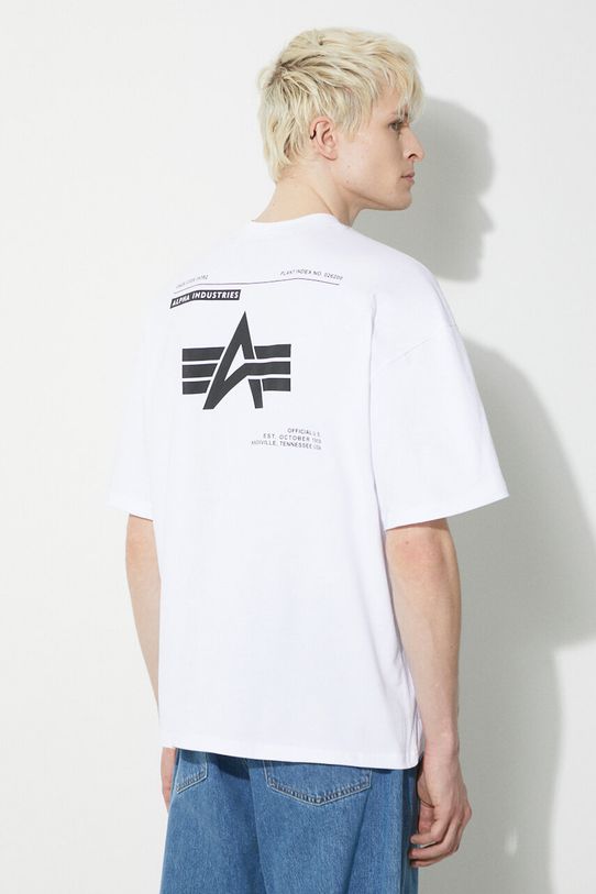Alpha Industries t-shirt bawełniany Logo BP gładkie biały 146507