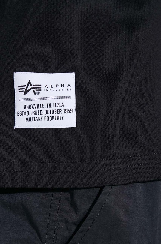 Βαμβακερό μπλουζάκι Alpha Industries Logo BP 146507 μαύρο