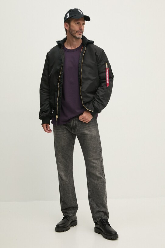 Хлопковая футболка Alpha Industries Essentials RL 146504 фиолетовой AW24