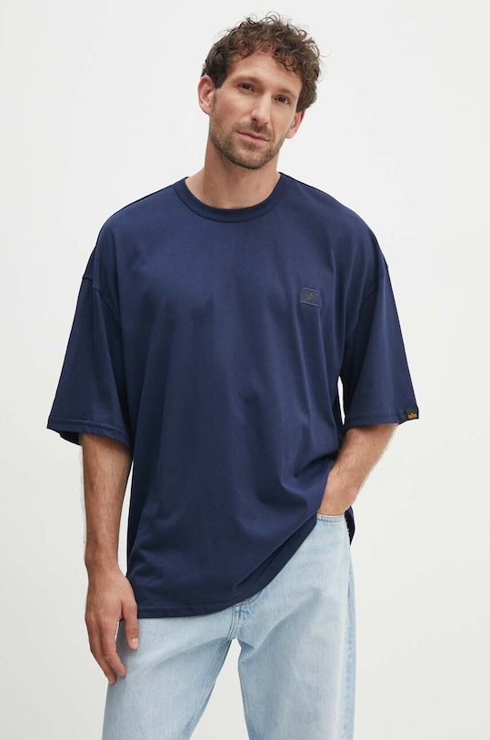 Bavlněné tričko Alpha Industries Essentials RL 146504 námořnická modř AW24
