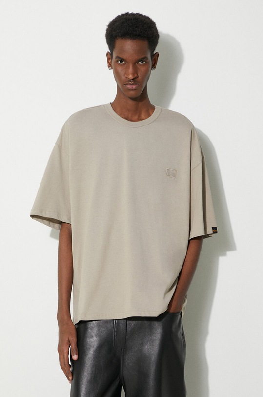 Alpha Industries t-shirt bawełniany Essentials RL aplikacja beżowy 146504