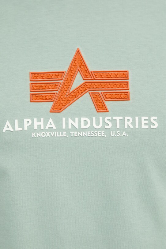 Хлопковая футболка Alpha Industries Basic Rubber зелёный 100501RB