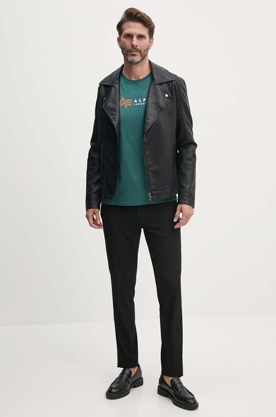 Pamučna majica Alpha Industries Label 118502 zelena AW24
