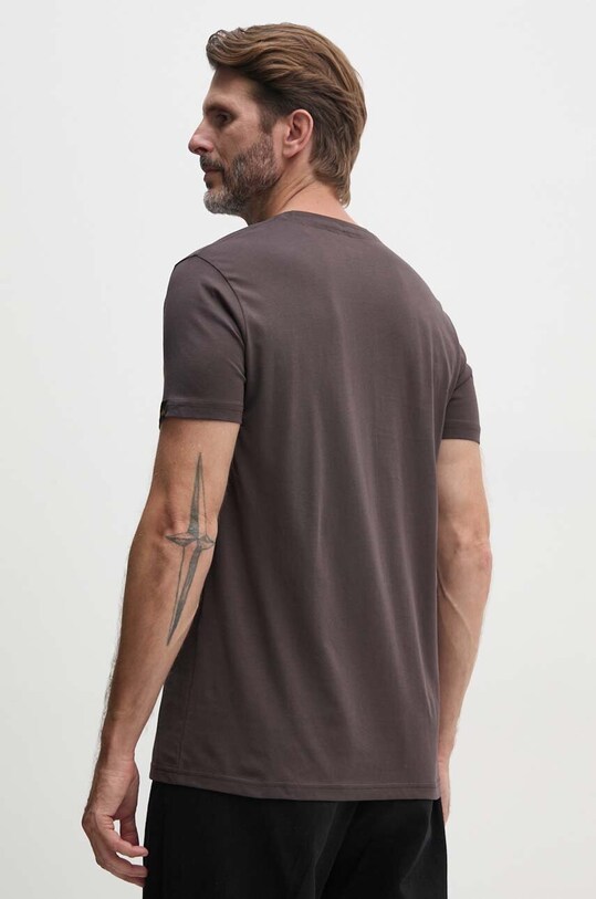 Oblečenie Bavlnené tričko Alpha Industries Label 118502 hnedá