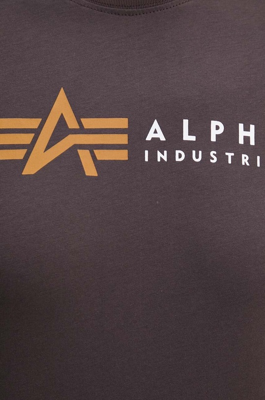 Alpha Industries t-shirt bawełniany Label 118502 brązowy