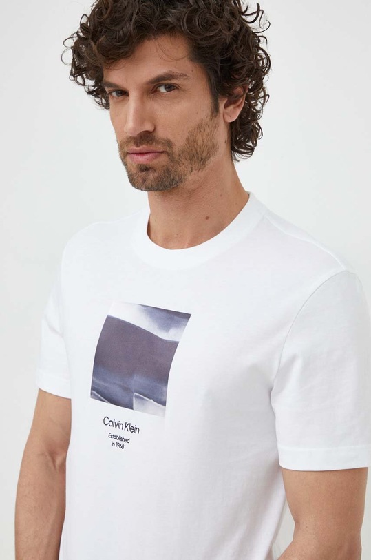 Calvin Klein t-shirt bawełniany nadruk beżowy K10K112488